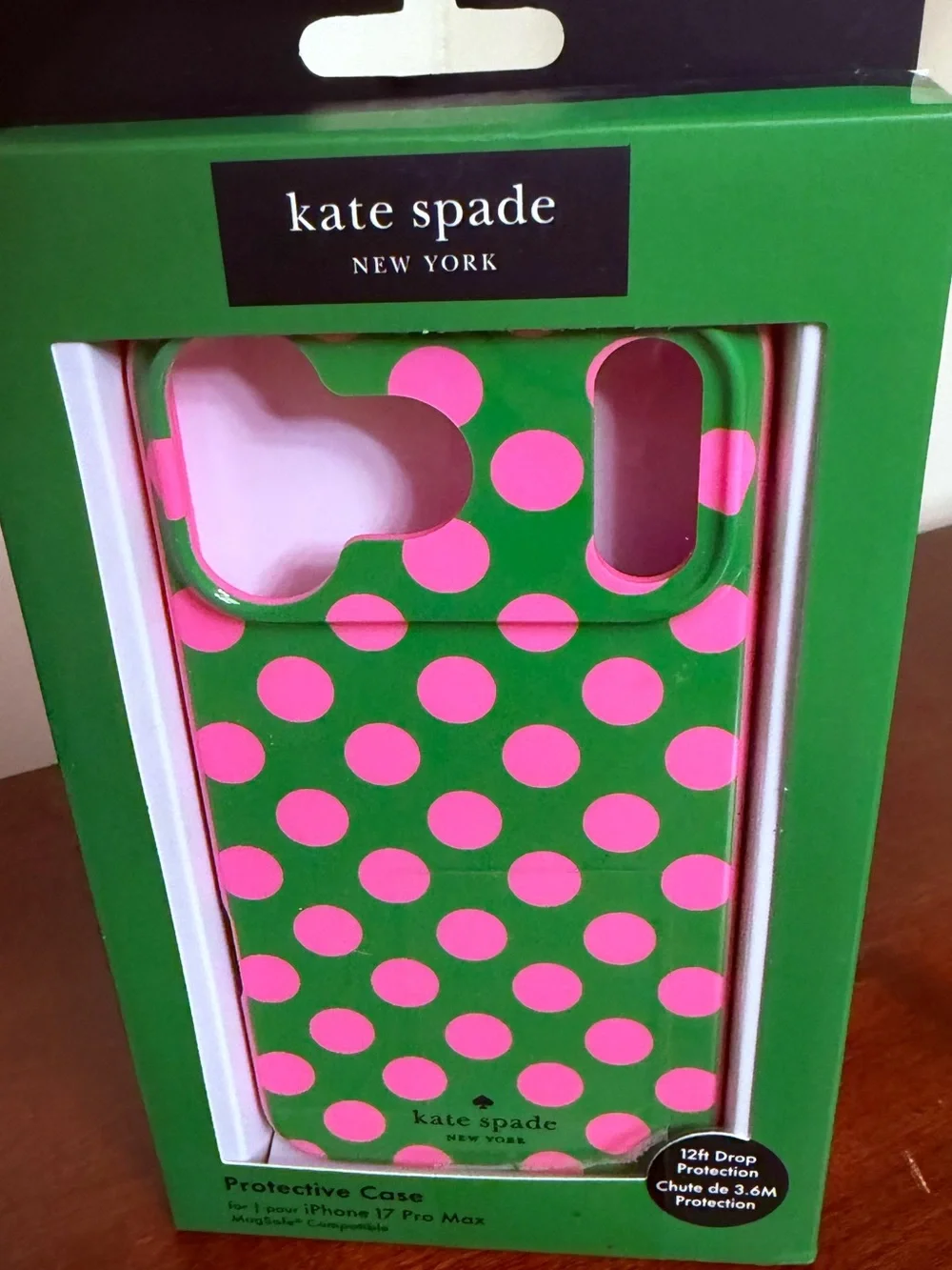 Kate Spade New York Pink & Green Polka Dot MagSafe Case iPhone 17 Pro Max NIB